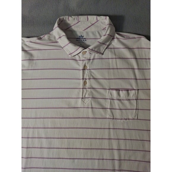 Peter Millar Seaside Wash Polo Shirt Men's L White Short Sleeve Lightweight - Picture 3 of 6